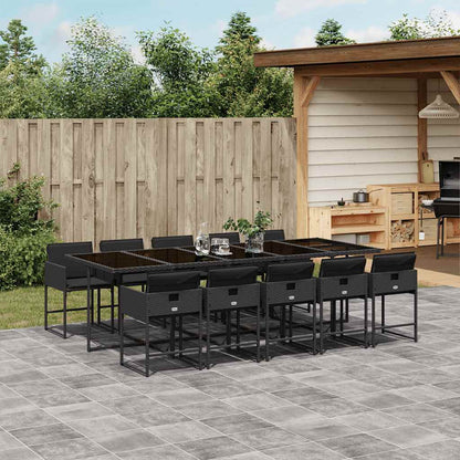 Set da Pranzo da Giardino 11 pz con Cuscini in Polyrattan Nero | homemem39