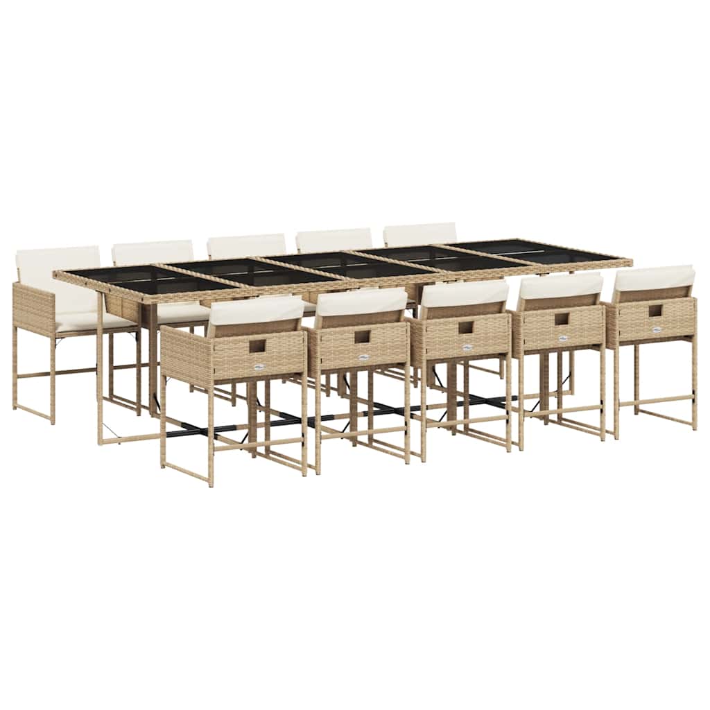 Set da Pranzo da Giardino 11 pz con Cuscini Beige in Polyrattan | homemem39