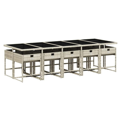 Set Pranzo Giardino 11pz con Cuscini Grigio Chiaro Polyrattan | homemem39