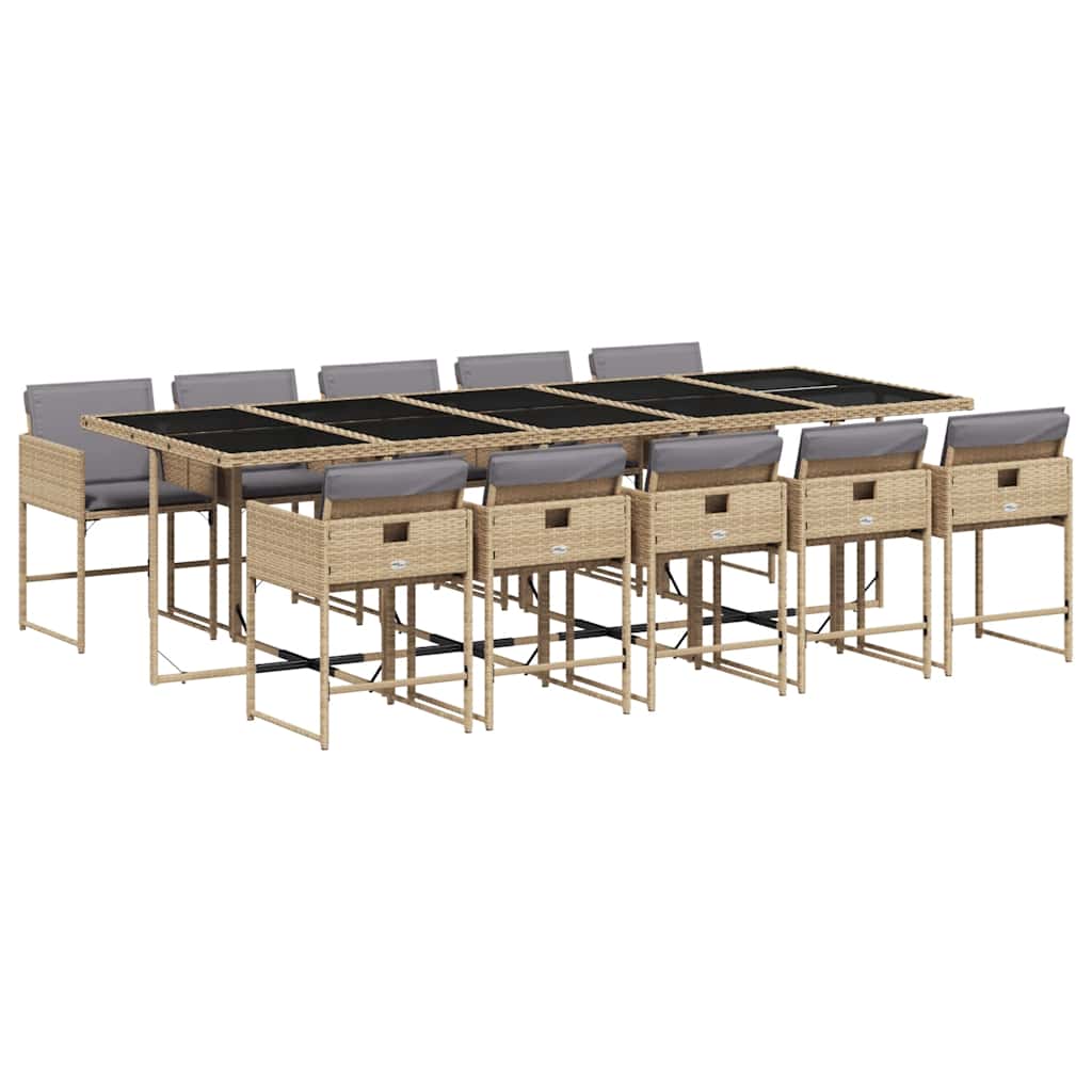 Set Pranzo da Giardino 11 pz con Cuscini Beige Misto Polyrattan | homemem39