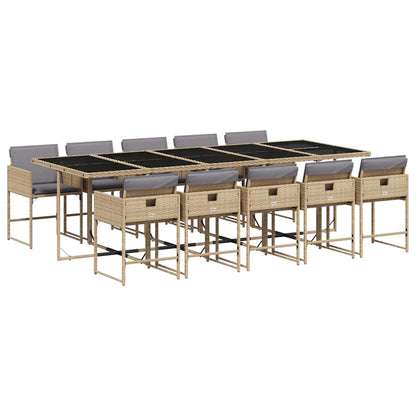 Set Pranzo da Giardino 11 pz con Cuscini Beige Misto Polyrattan | homemem39