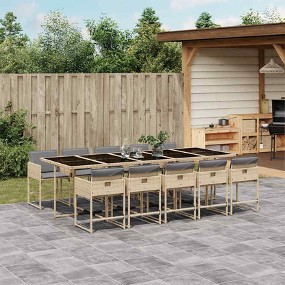 Set Pranzo da Giardino 11 pz con Cuscini Beige Misto Polyrattan | homemem39