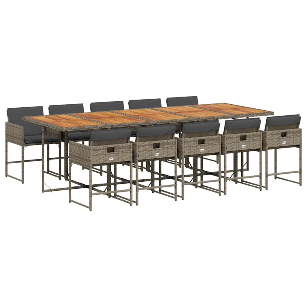 Set da Pranzo da Giardino 11pz con Cuscini in Polyrattan Grigio | homemem39