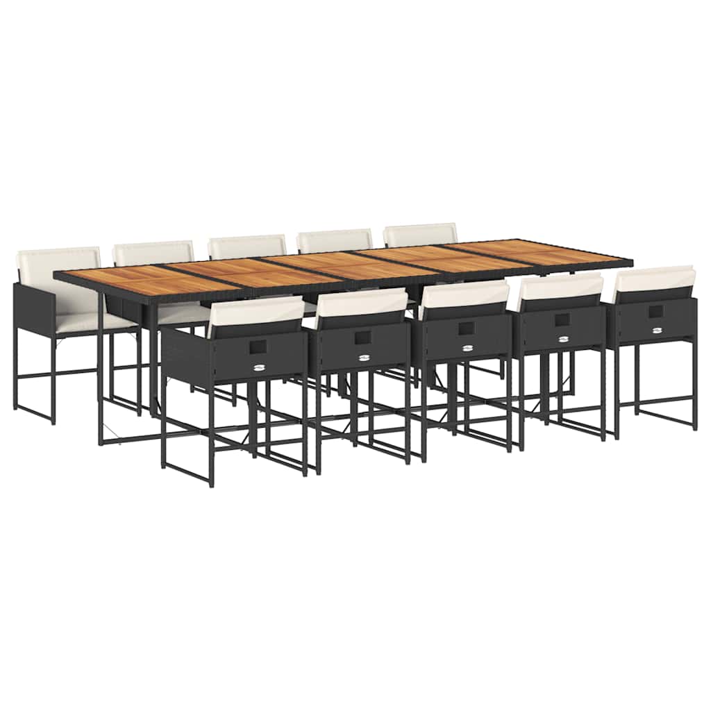 Set da Pranzo da Giardino 11 pz con Cuscini in Polyrattan Nero | homemem39