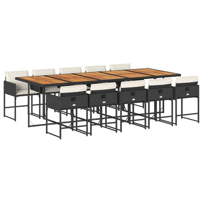 Set da Pranzo da Giardino 11 pz con Cuscini in Polyrattan Nero | homemem39