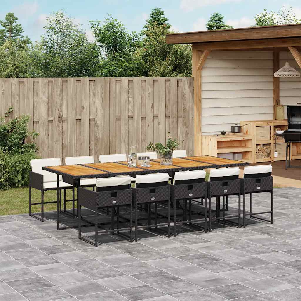 Set da Pranzo da Giardino 11 pz con Cuscini in Polyrattan Nero | homemem39