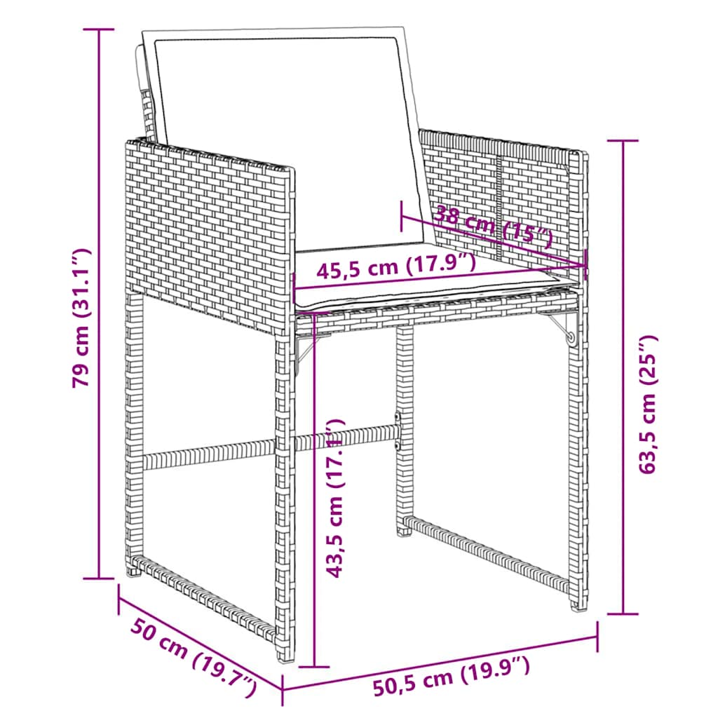 Set da Pranzo da Giardino 13pz con Cuscini Nero in Polyrattan | homemem39