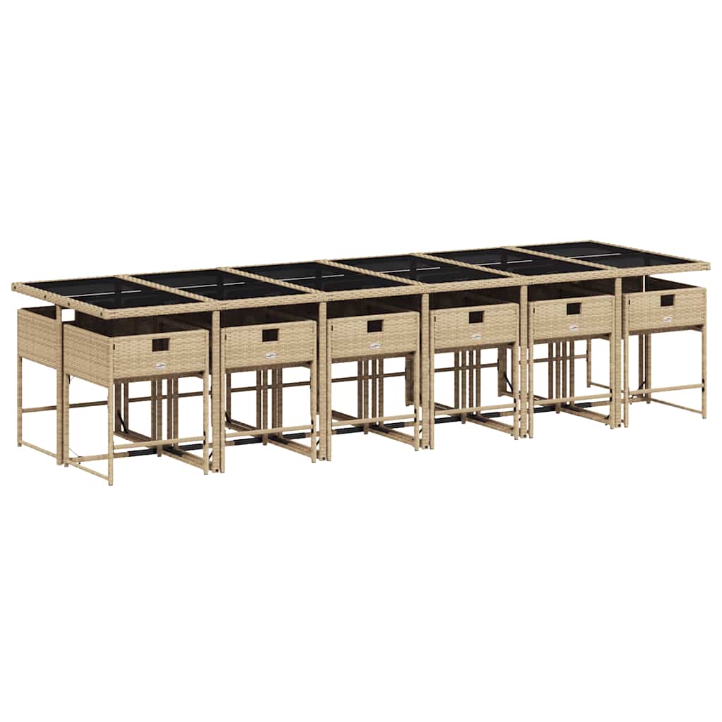 Set da Pranzo da Giardino 13 pz con Cuscini Beige in Polyrattan | homemem39