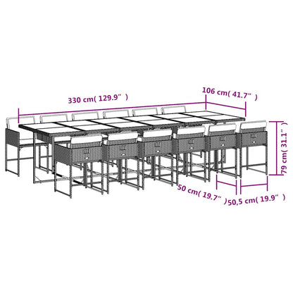 Set da Pranzo da Giardino 13 pz con Cuscini Beige in Polyrattan | homemem39