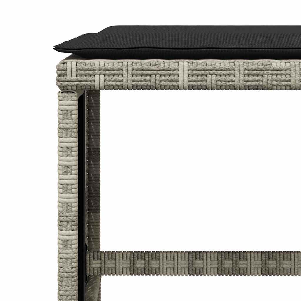 Set Pranzo da Giardino 9pz con Cuscini Grigio Chiaro Polyrattan | homemem39