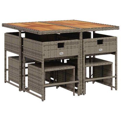 Set da Pranzo da Giardino 9 pz con Cuscini in Polyrattan Grigio | homemem39