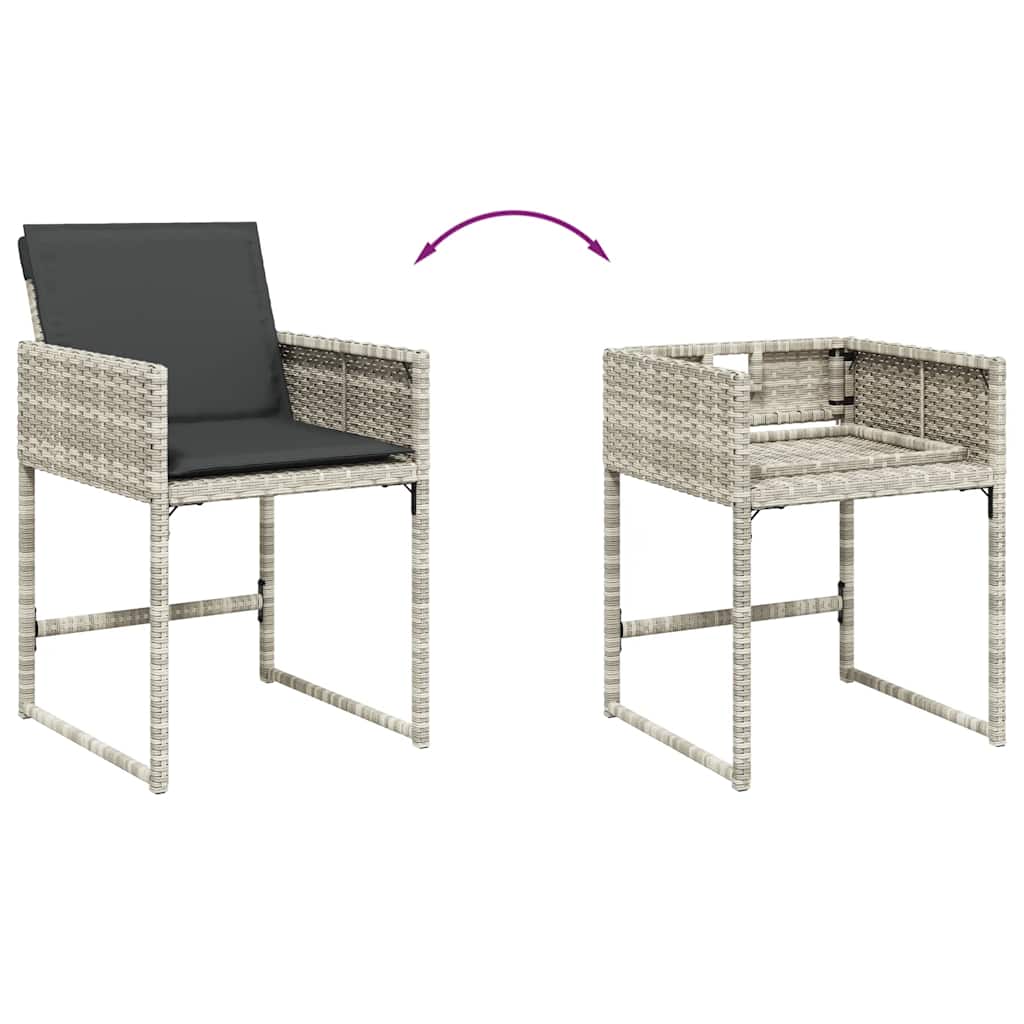 Set Pranzo Giardino 11pz con Cuscini Grigio Chiaro Polyrattan | homemem39