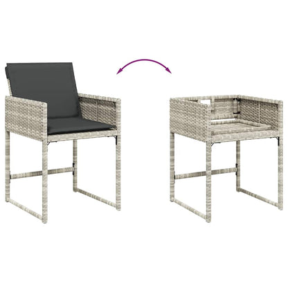 Set Pranzo Giardino 11pz con Cuscini Grigio Chiaro Polyrattan | homemem39