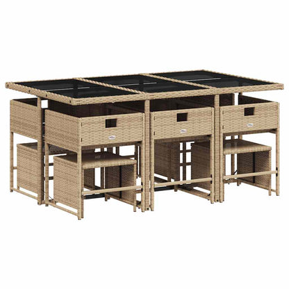 Set Pranzo da Giardino 11 pz con Cuscini Beige Misto Polyrattan | homemem39
