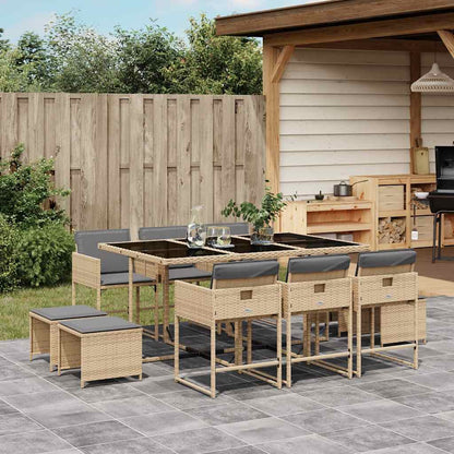 Set Pranzo da Giardino 11 pz con Cuscini Beige Misto Polyrattan | homemem39