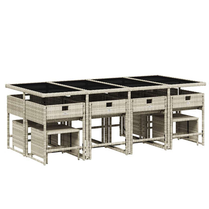 Set da Pranzo da Giardino 13pz con Cuscini Grigio in Polyrattan - homemem39