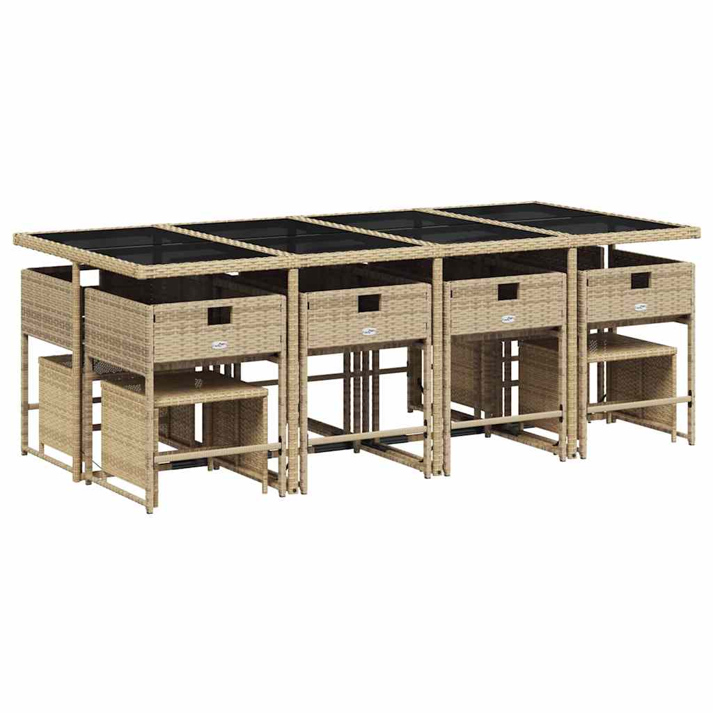 Set Pranzo da Giardino 13 pz con Cuscini Beige Misto Polyrattan | homemem39