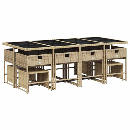 Set Pranzo da Giardino 13 pz con Cuscini Beige Misto Polyrattan | homemem39