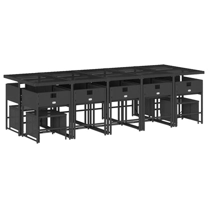 Set da Pranzo da Giardino 15 pz con Cuscini Nero in Polyrattan | homemem39