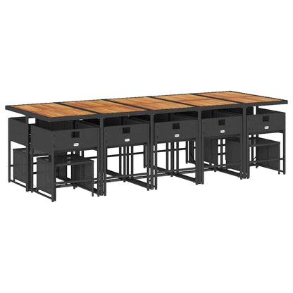 Set da Pranzo da Giardino 15 pz con Cuscini Nero in Polyrattan - homemem39