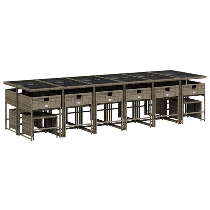 Set da Pranzo da Giardino 17pz con Cuscini Grigio in Polyrattan | homemem39