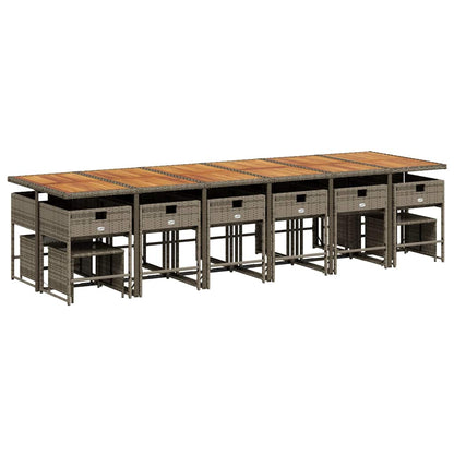 Set da Pranzo da Giardino 17pz con Cuscini Grigio in Polyrattan - homemem39