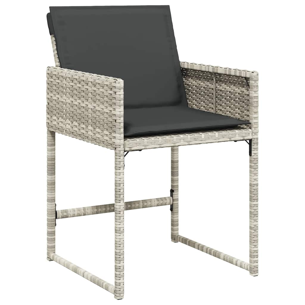 Set Pranzo da Giardino 9pz con Cuscini Grigio Chiaro Polyrattan | homemem39