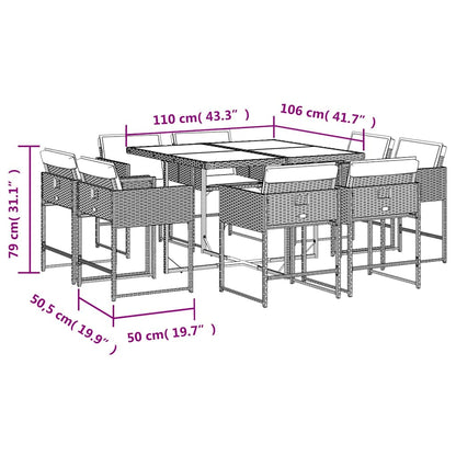 Set Pranzo da Giardino 9 pz con Cuscini Beige Misto Polyrattan | homemem39