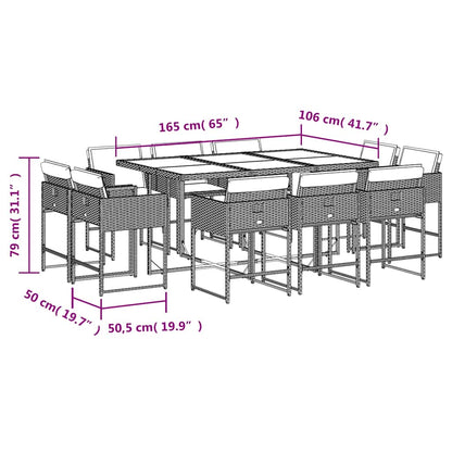 Set Pranzo Giardino 11pz con Cuscini Grigio Chiaro Polyrattan | homemem39