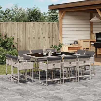 Set Pranzo Giardino 11pz con Cuscini Grigio Chiaro Polyrattan | homemem39