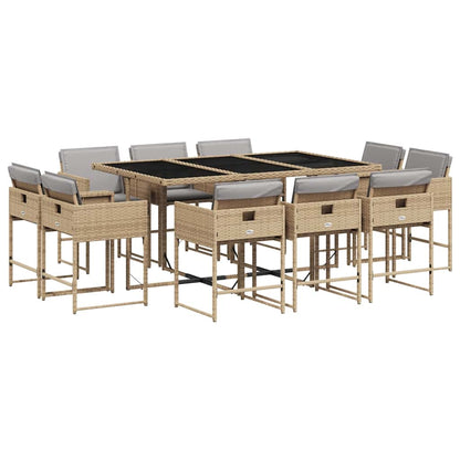 Set Pranzo da Giardino 11 pz con Cuscini Beige Misto Polyrattan | homemem39