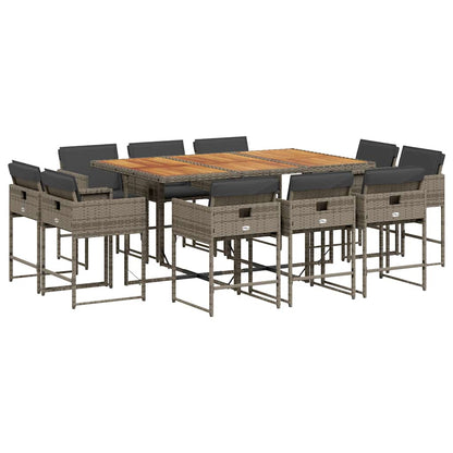 Set da Pranzo da Giardino 11pz con Cuscini in Polyrattan Grigio | homemem39