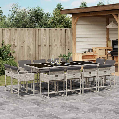 Set da Pranzo da Giardino 13pz con Cuscini Grigio in Polyrattan | homemem39