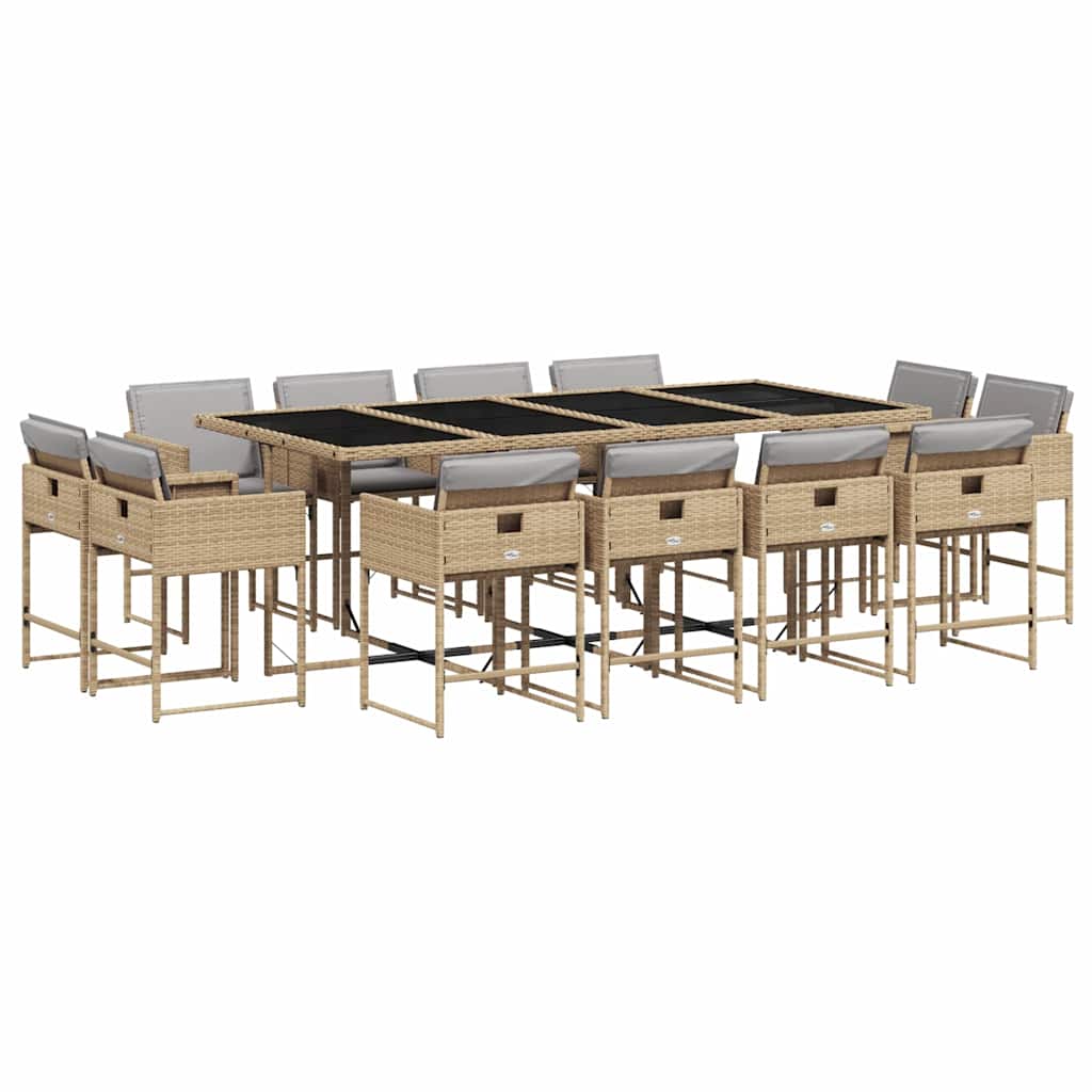 Set Pranzo da Giardino 13 pz con Cuscini Beige Misto Polyrattan | homemem39