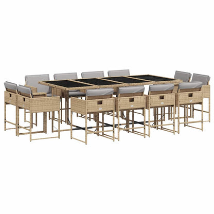 Set Pranzo da Giardino 13 pz con Cuscini Beige Misto Polyrattan | homemem39