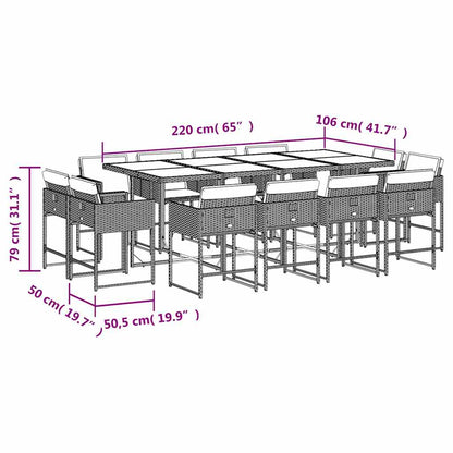 Set Pranzo da Giardino 13 pz con Cuscini Beige Misto Polyrattan | homemem39