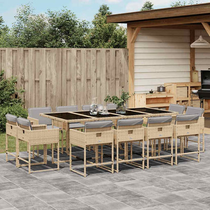 Set Pranzo da Giardino 13 pz con Cuscini Beige Misto Polyrattan | homemem39