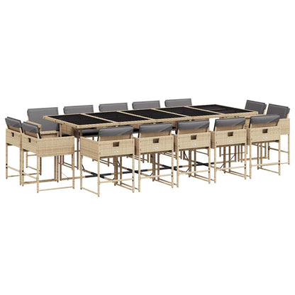 Set Pranzo da Giardino 15 pz con Cuscini Beige Misto Polyrattan | homemem39