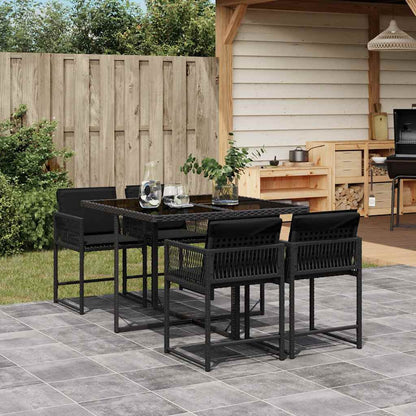 Set da Pranzo da Giardino 5 pz Nero con Cuscini in Polyrattan | homemem39