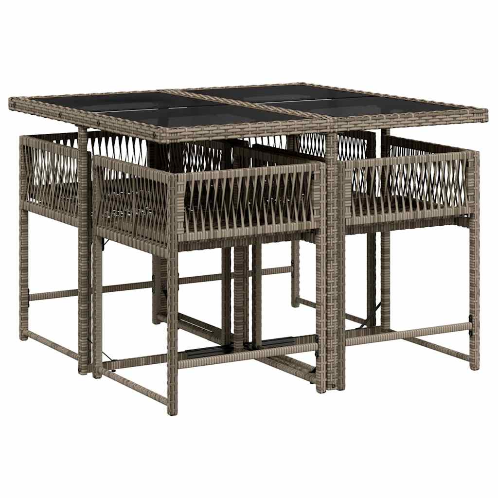 Set da Pranzo da Giardino 5 pz con Cuscini in Polyrattan Grigio - homemem39