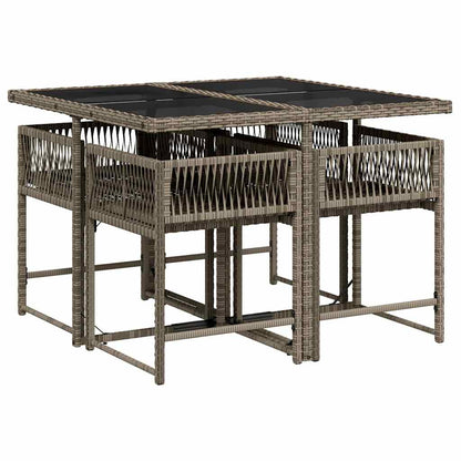 Set da Pranzo da Giardino 5 pz con Cuscini in Polyrattan Grigio - homemem39