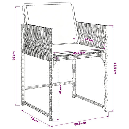 Set da Pranzo da Giardino 5 pz con Cuscini in Polyrattan Grigio | homemem39