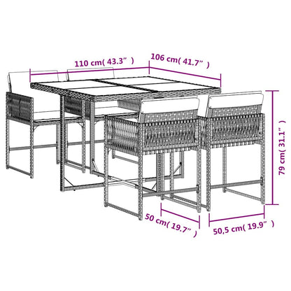 Set Pranzo da Giardino 5 pz con Cuscini Beige Misto Polyrattan | homemem39
