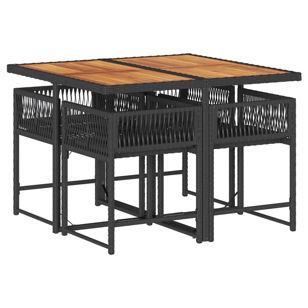 Set da Pranzo da Giardino 5 pz Nero con Cuscini in Polyrattan | homemem39