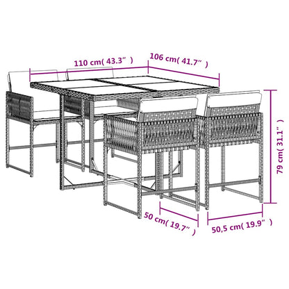 Set da Pranzo da Giardino 5 pz con Cuscini Beige in Polyrattan | homemem39
