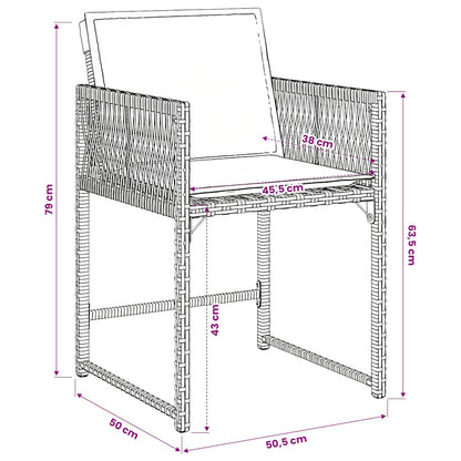 Set da Pranzo da Giardino 7 pz Nero con Cuscini in Polyrattan | homemem39