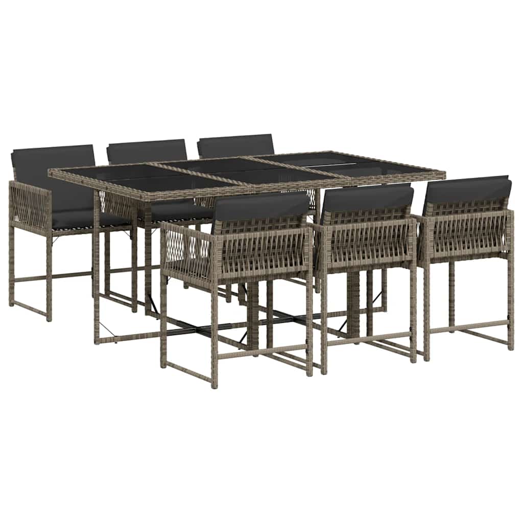 Set da Pranzo da Giardino 7 pz con Cuscini in Polyrattan Grigio | homemem39
