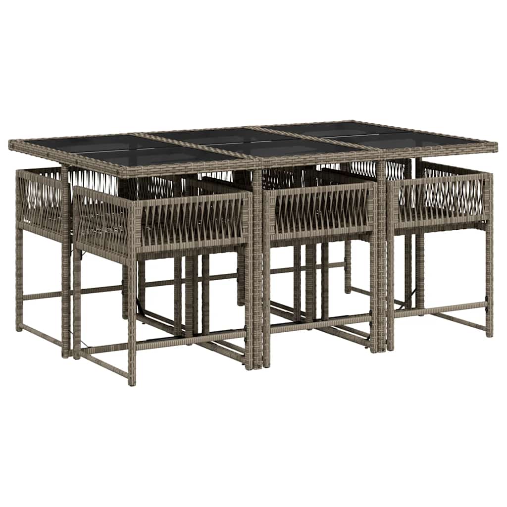 Set da Pranzo da Giardino 7 pz con Cuscini in Polyrattan Grigio | homemem39