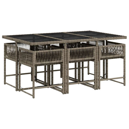 Set da Pranzo da Giardino 7 pz con Cuscini in Polyrattan Grigio | homemem39