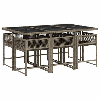 Set da Pranzo da Giardino 7 pz con Cuscini in Polyrattan Grigio - homemem39